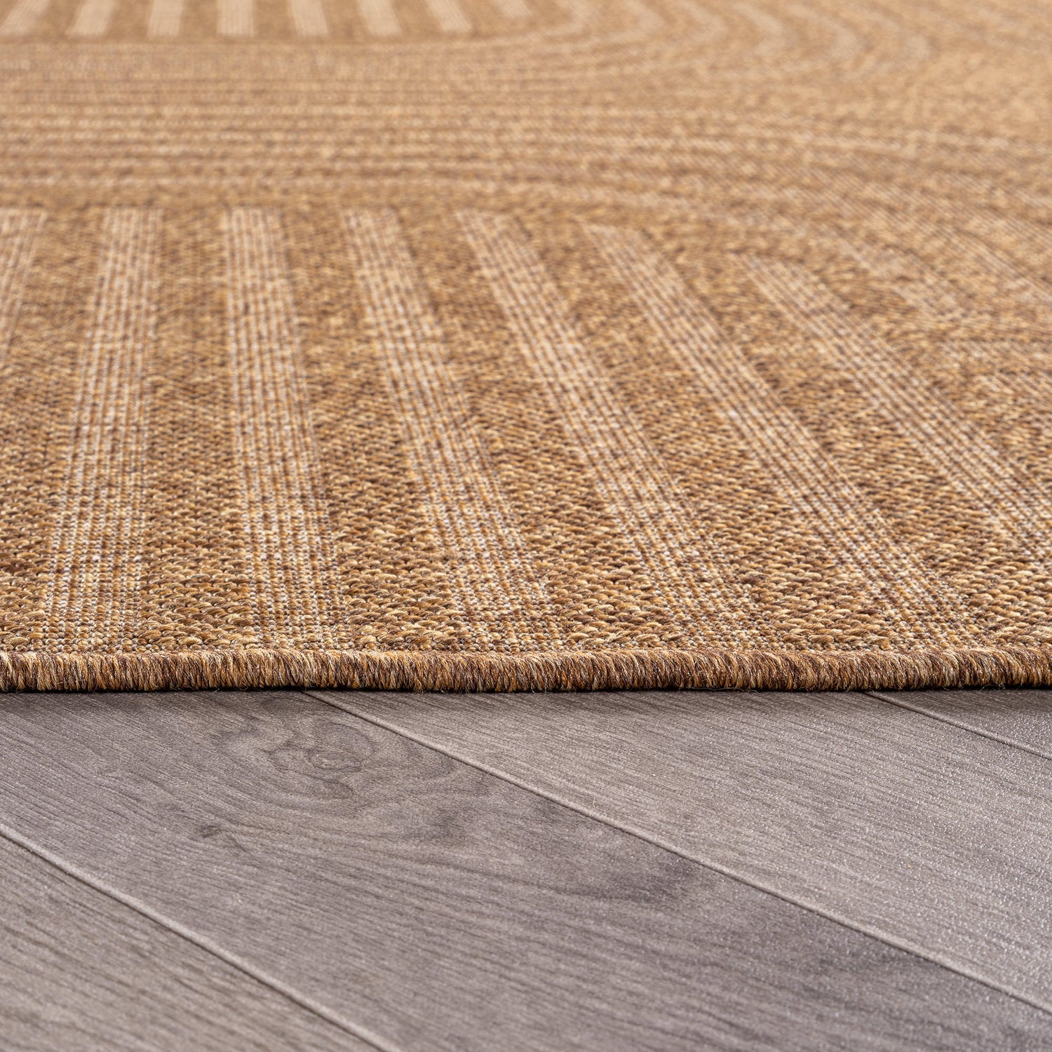 World Rug Gallery Geometric Indoor/Outdoor Flat Woven Area Rug - Natural Jute-Style, Easy-Care Patio Rug for Backyard Porch Deck Balcony - Dark Gray/Natural - DARKGRAY
