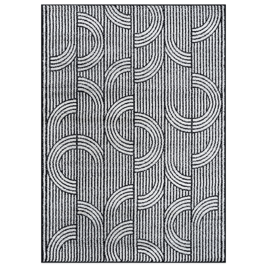 Modern Arch Pattern Stripe Area Rug - CREAM 5' X 7'