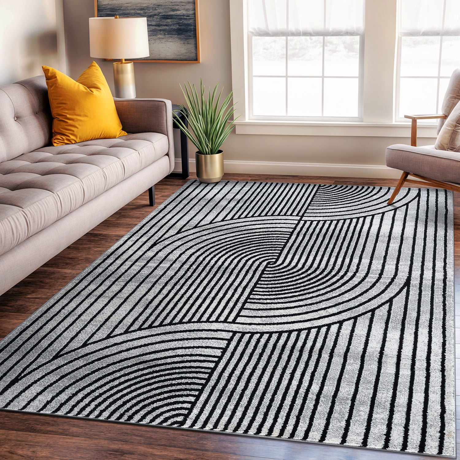 Contemporary Arch Knot Design Area Rug - GRAY 5' X 7'