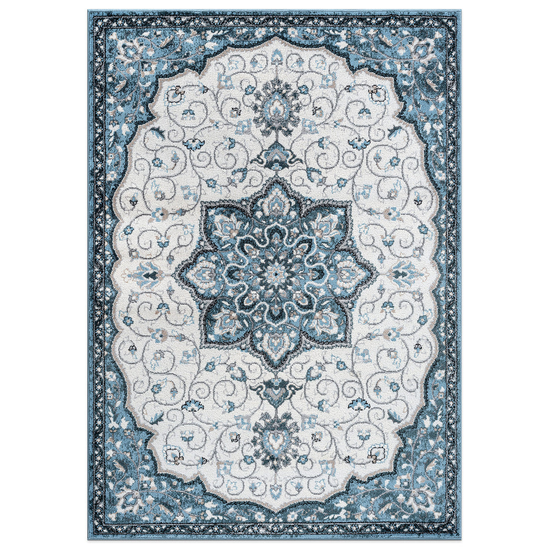 Traditional Medallion Area Rug - BLUE 5' X 7'