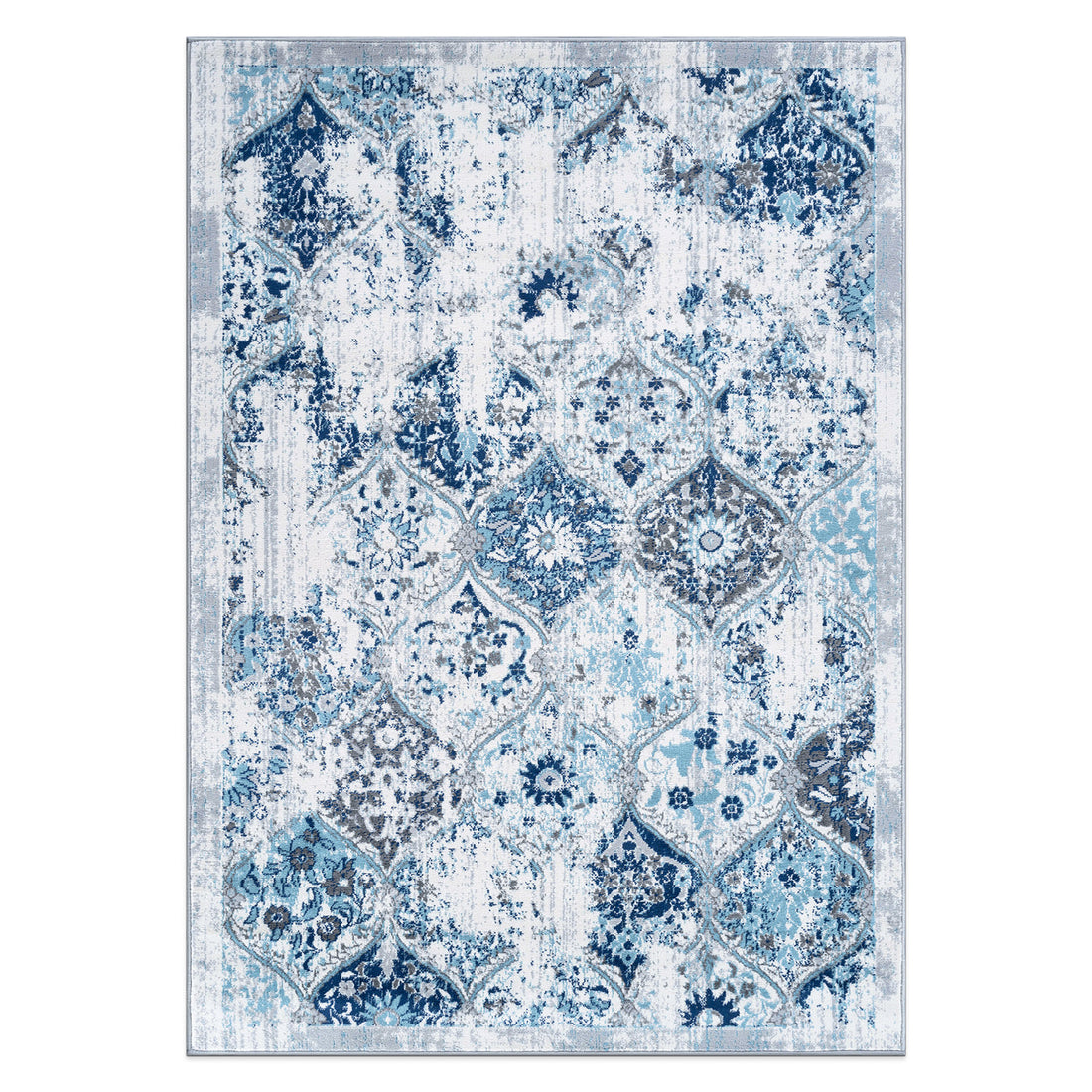 Trellis Bordered Moroccan Area Rug - Blue 5'x7'