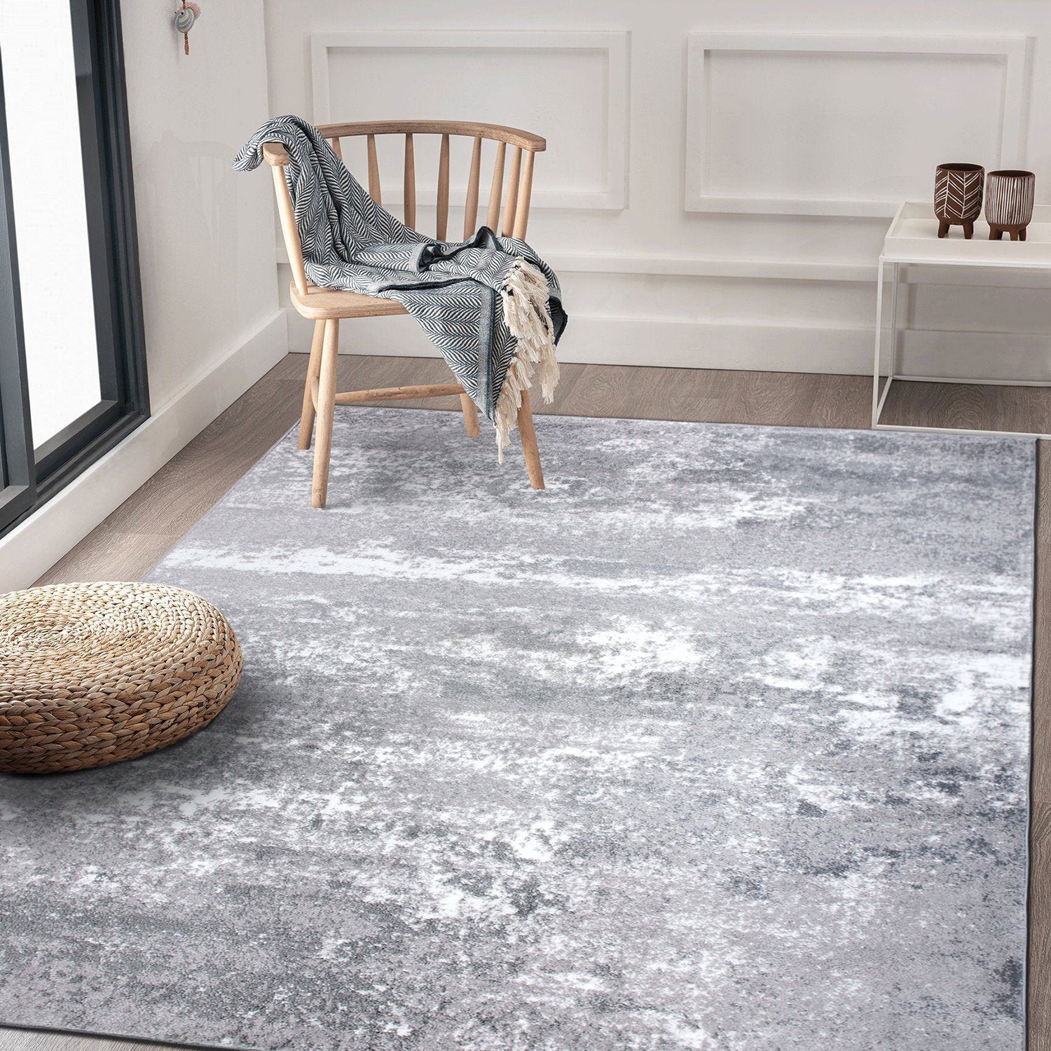 Distressed Abstract Watercolor Area Rug